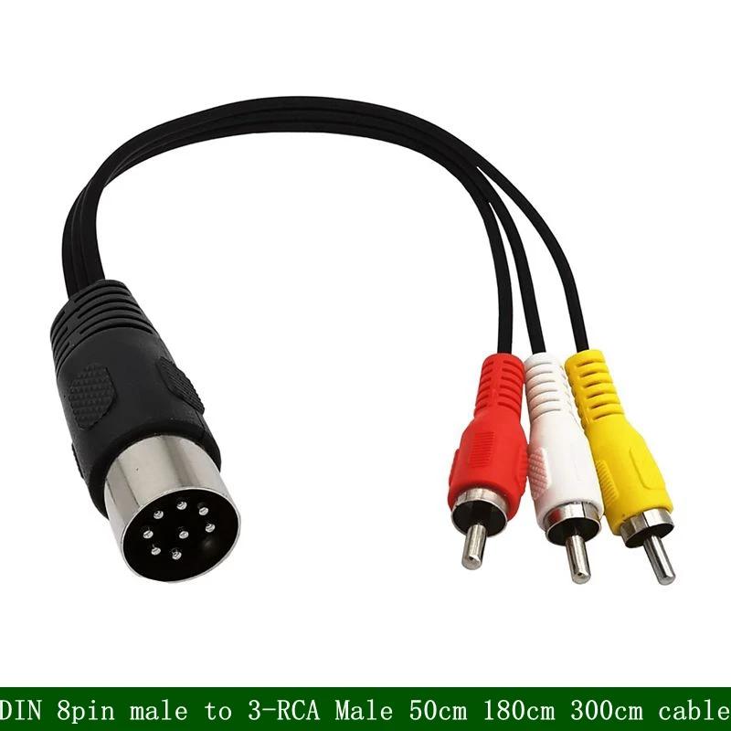Din 8 -3RCA ̺ 8  Din  ÷-3-RCA 3 * RCA   , 50cm 180cm 300cm ̺